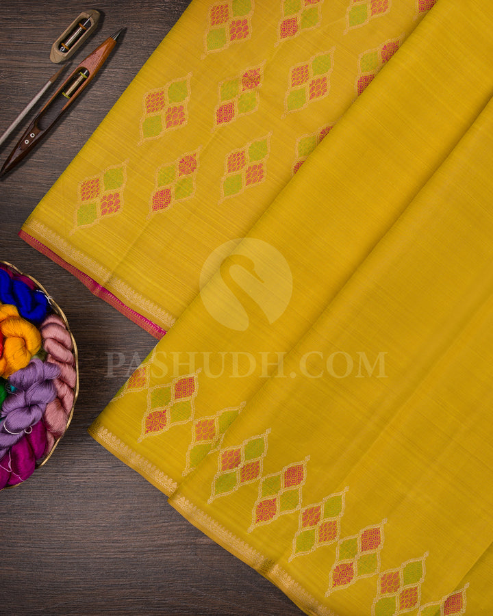 Mustard Yellow Kanjivaram Silk Saree