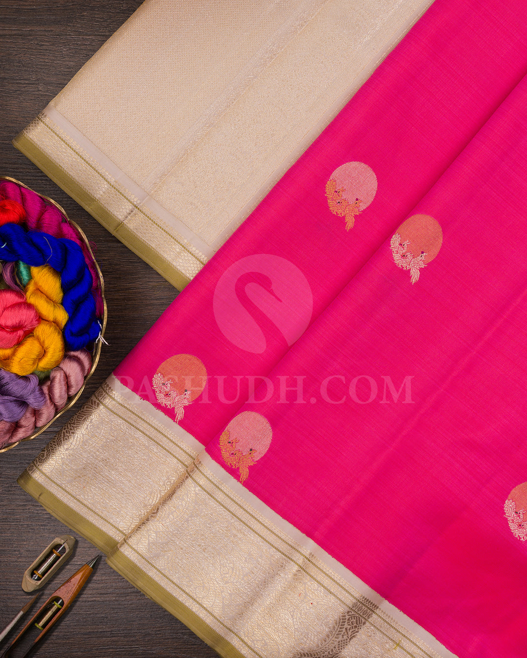 Dual Shaded Pink And Grey Kanjivaram Silk Saree - S1397(A)