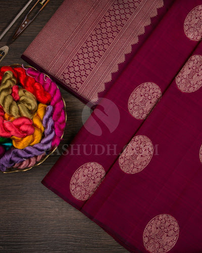 Maroon Borderless Traditional Kanjivaram Silk Saree - SVJ83