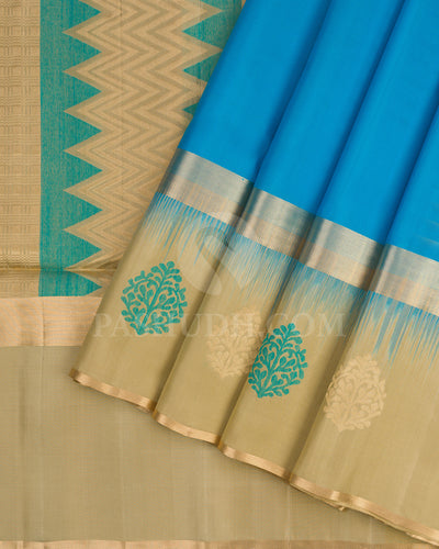 Anandha Blue and Khaki Soft Silk Saree - AC15