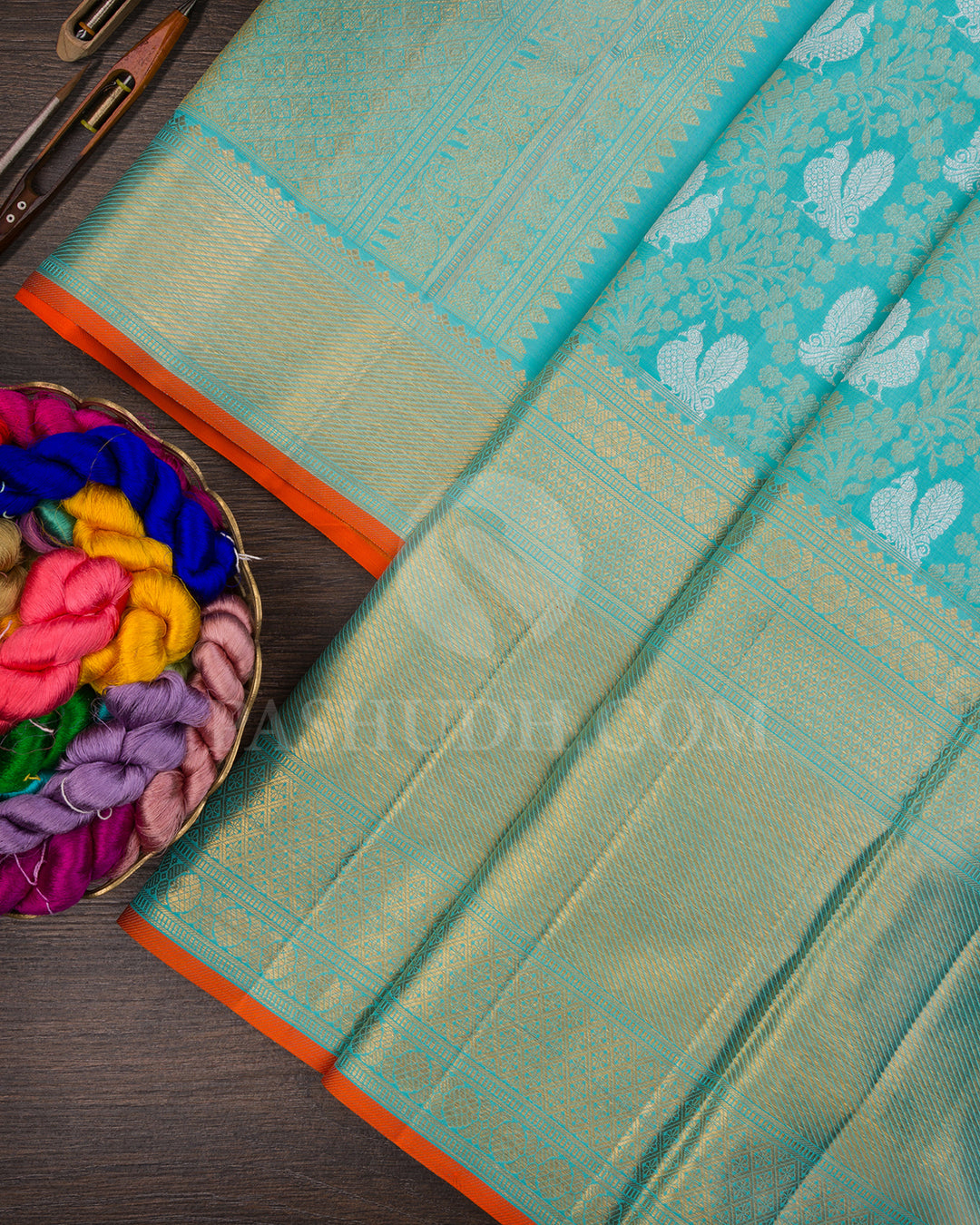 Sky Blue Kanjivaram Silk Saree - BKB3