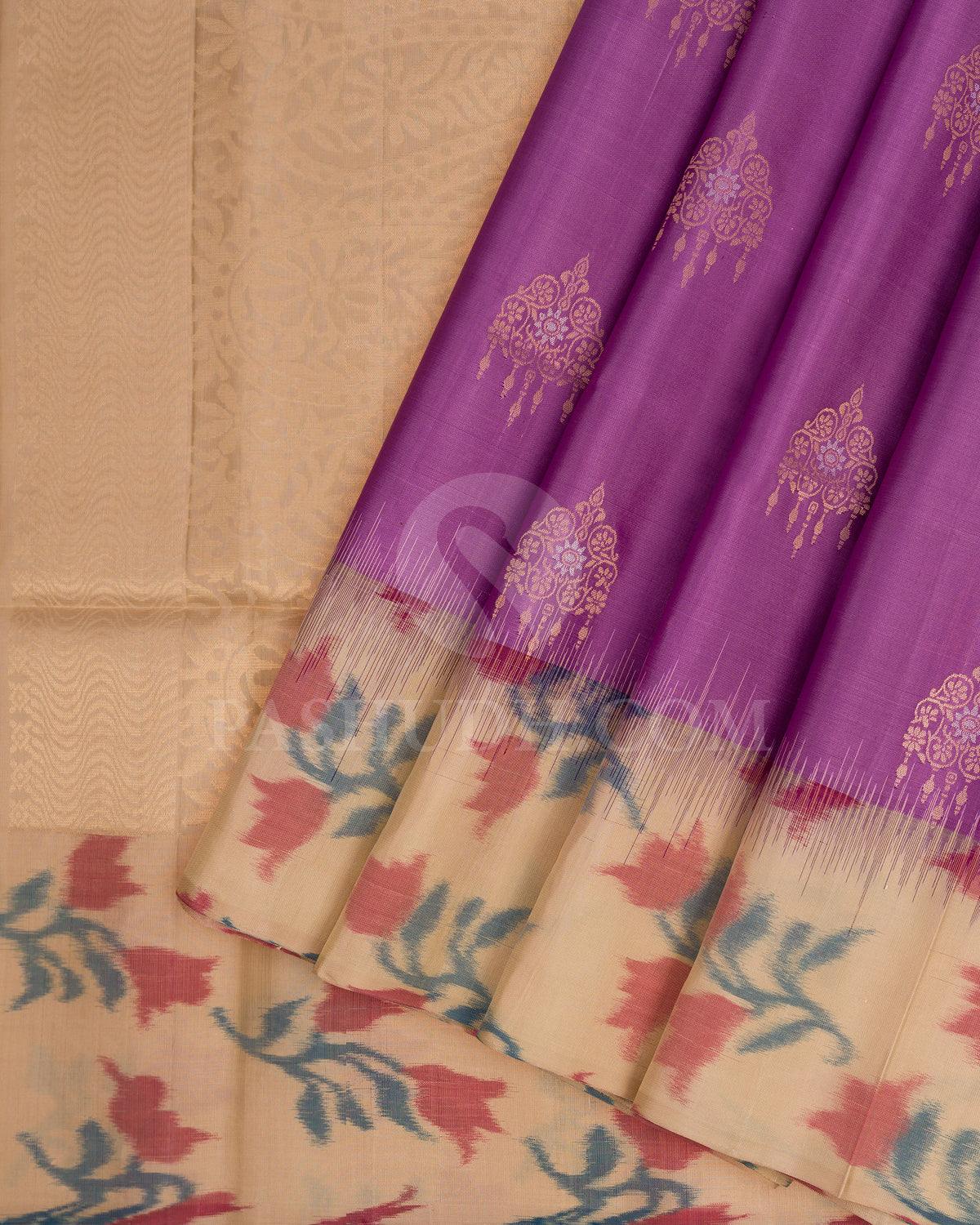 Lavender and Beige Soft Silk Saree - AC85