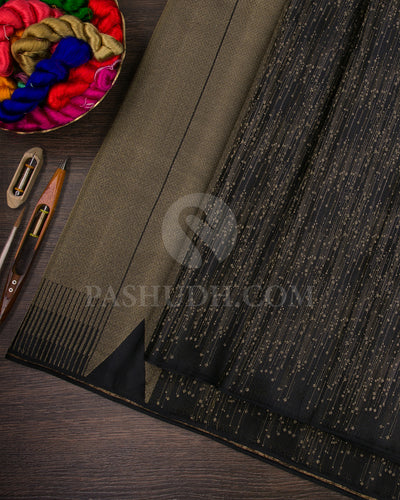 Black Borderless Kanjivaram Silk Saree - DJ305(H)