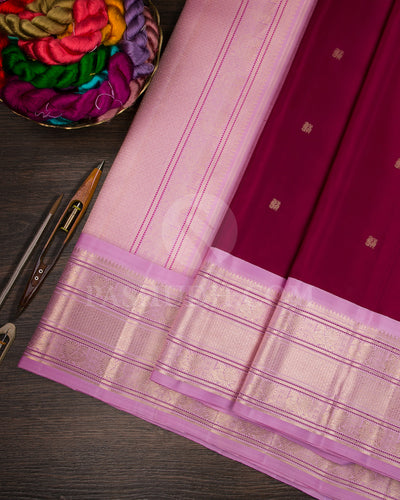 Maroon And Baby Pink Kanjivaram Silk Saree - S1367(A)