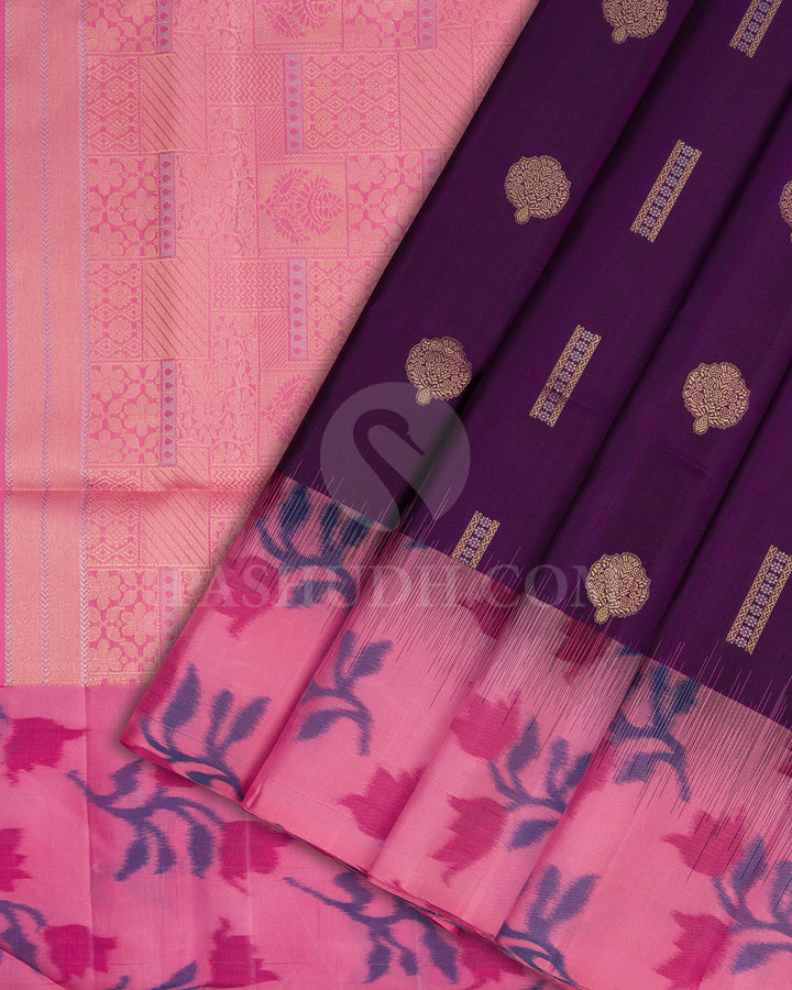 Purple and Pink Soft Silk Saree - AC4