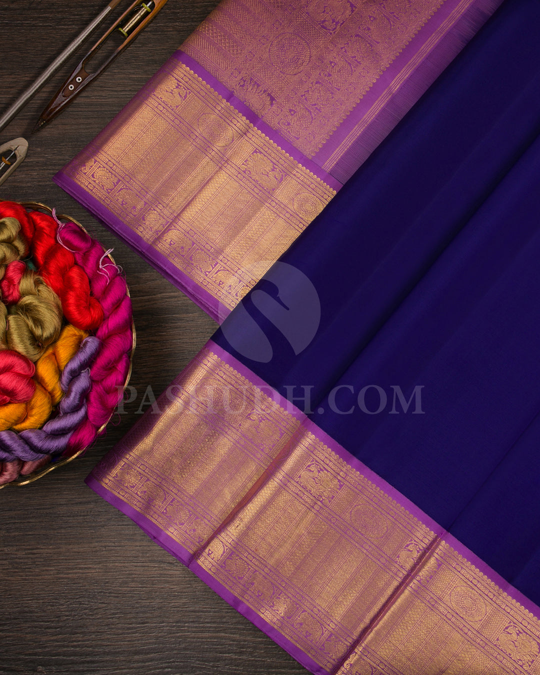 Dark Blue And Lavender Traditional Kanjivaram Silk Saree - SVJ71