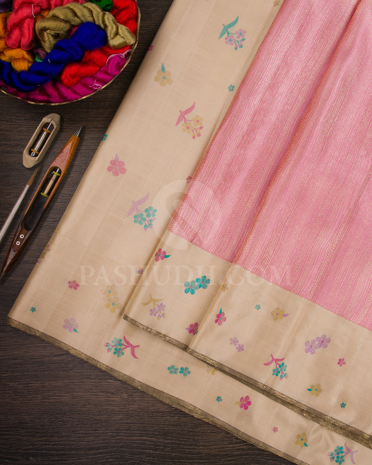 Pink And Ivory Kanjivaram Silk Saree - S1384(A)