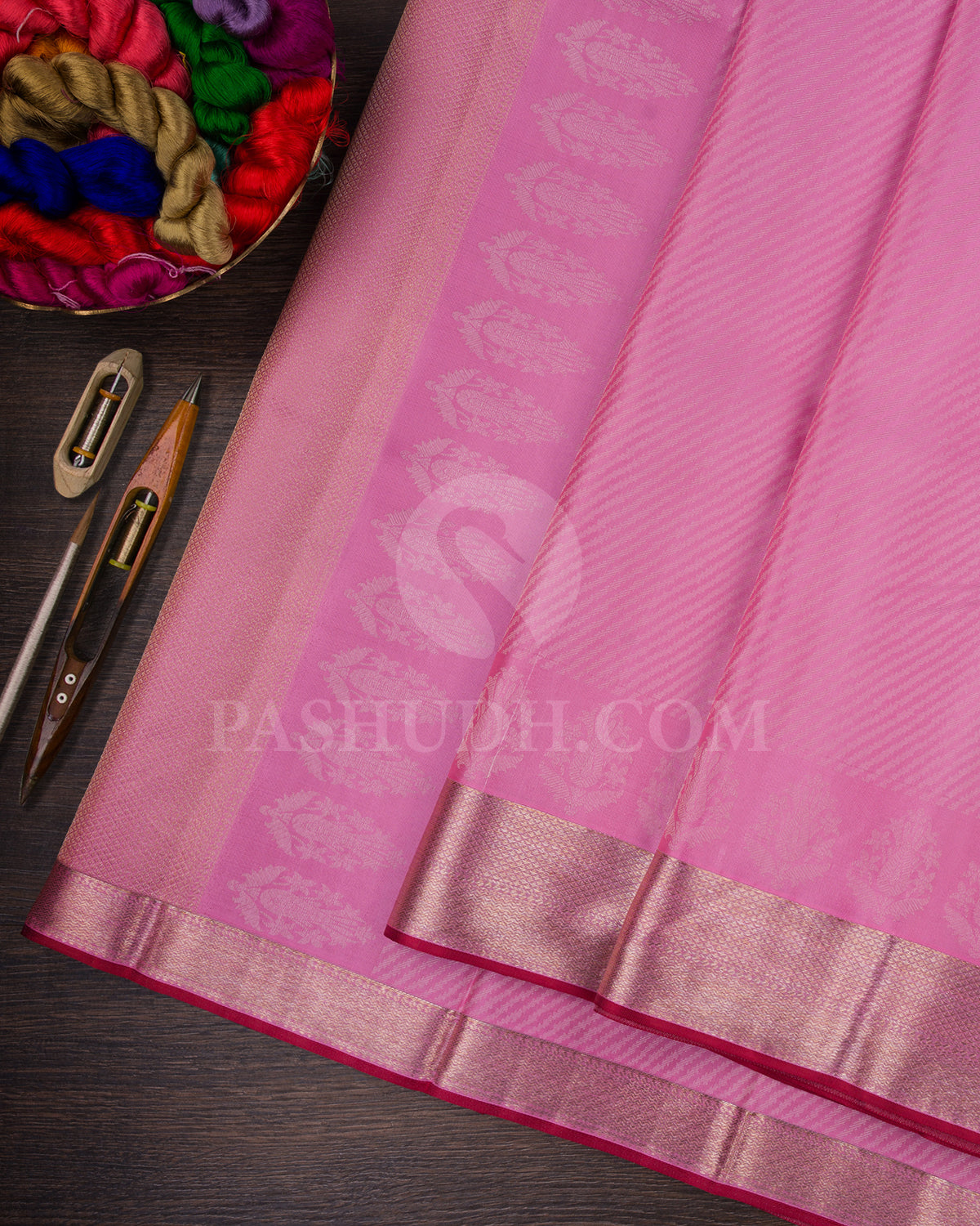 Mild Rose Pink Kanjivaram Silk Saree - DT279(B)