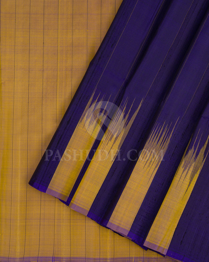 Royal Blue and Dual Shaded Beige Soft Silk Saree - AC101