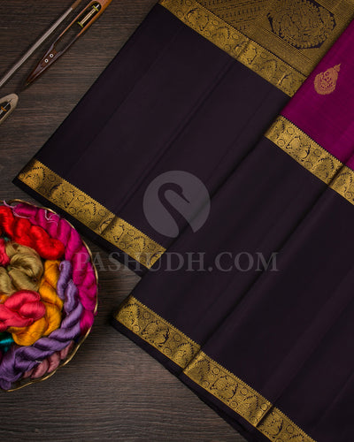 Magenta And Black Traditional Kanjivaram Silk Saree - SVJ72