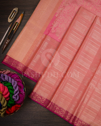 Peach And Rani Pink Kanjivaram Silk Saree -  S1330(B)