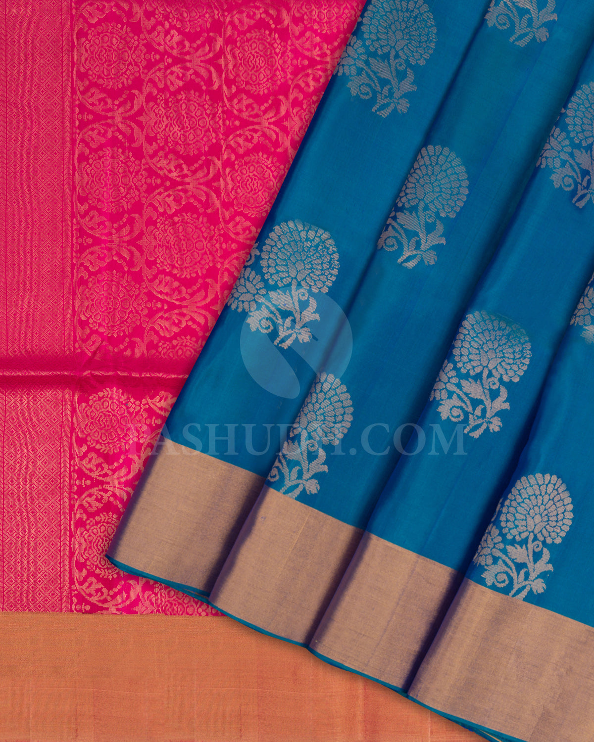 Anandha Blue and Bright Pink Soft Silk Saree - AC57