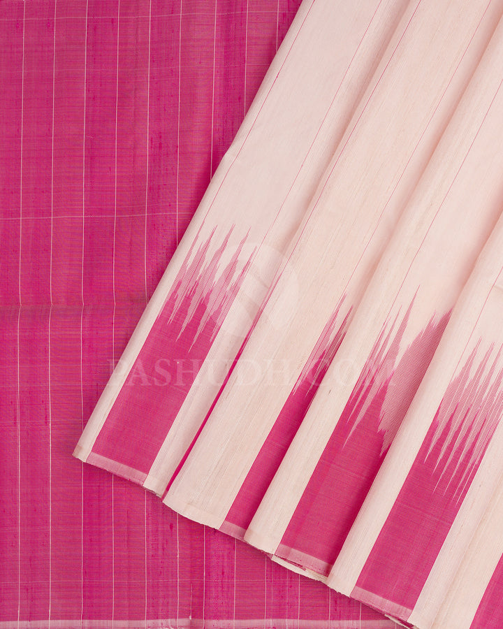 Lace Pink and Fuchsia Pink Dupion Soft Silk Saree - AC109