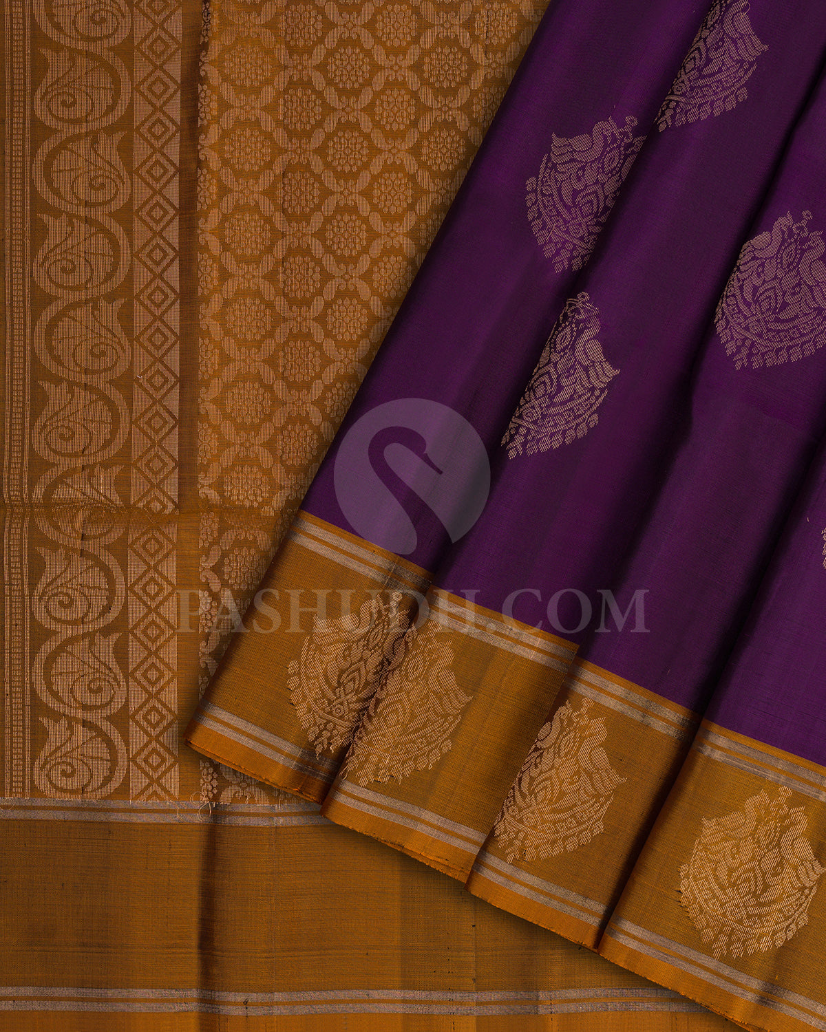 Purple and Jasper Orange Soft Silk Saree - AC84