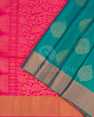 Dual Tone Blue and Candy Pink Soft Silk Saree - AC69