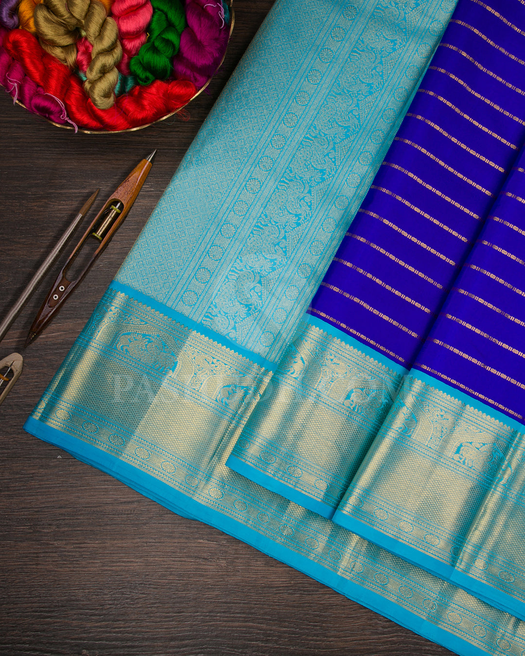 Bright Blue And Sky Blue Traditional Kanjivaram Silk Saree - SVJ63