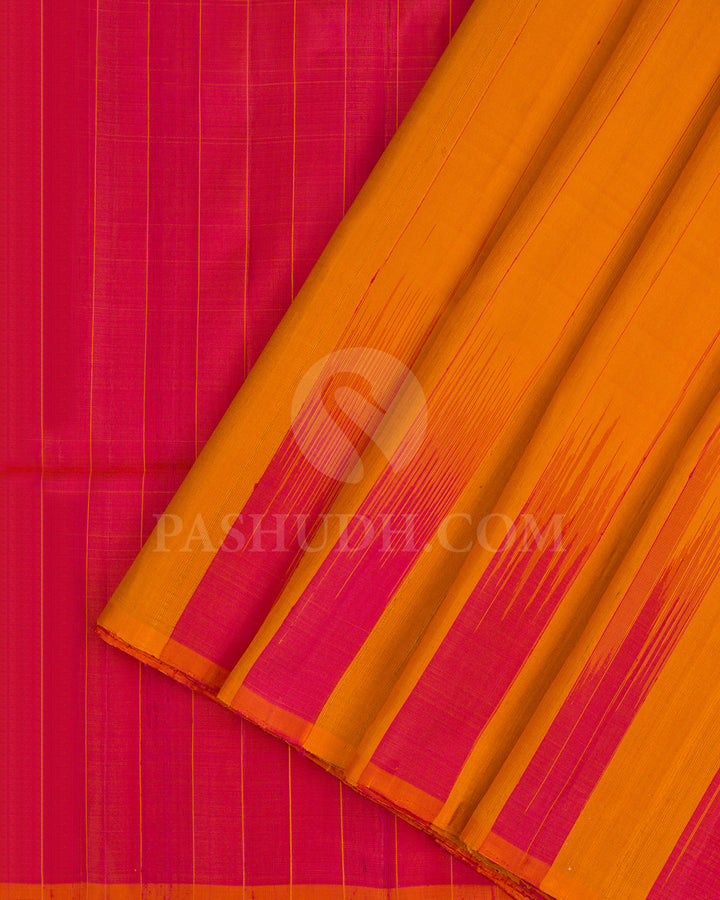 Orange and Pink Dupion Soft Silk Saree - AC6