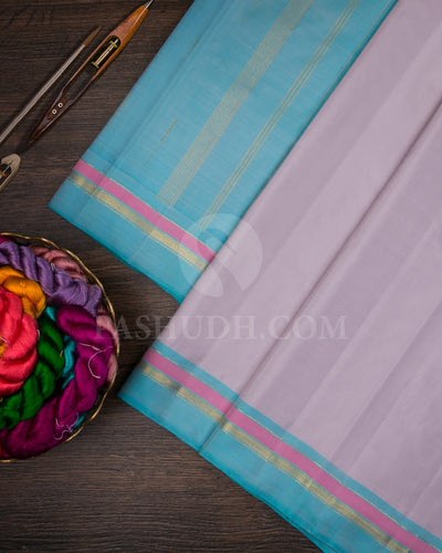 Mauve and Sky Blue Traditional Kanjivaram Silk Saree - SVJ78