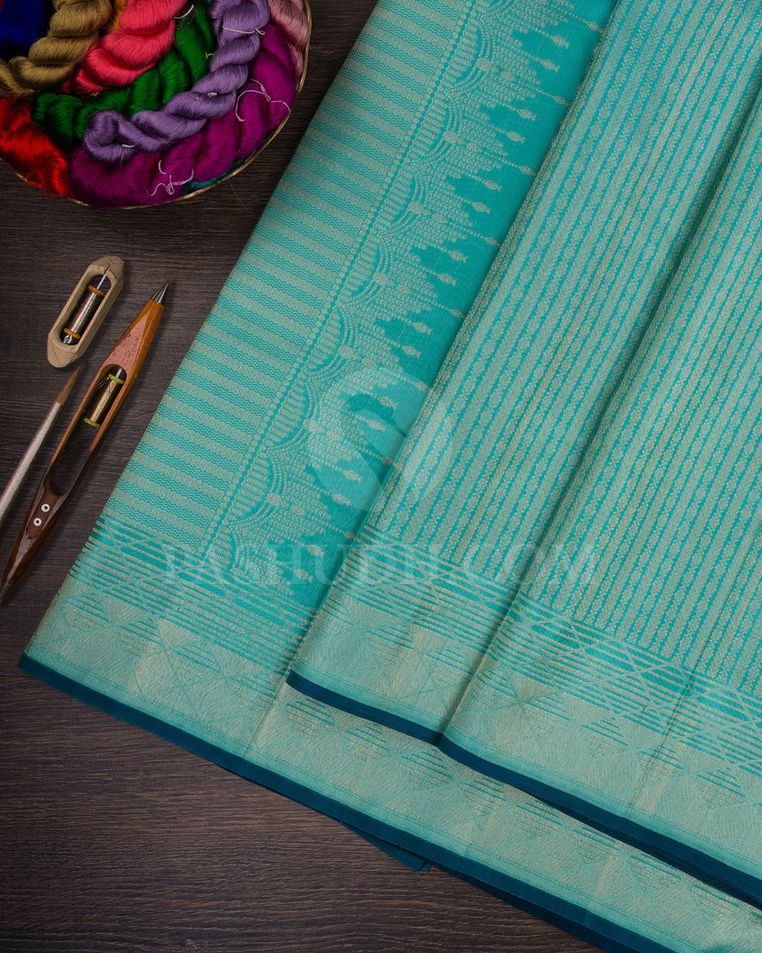 Turquoise Blue Kanjivaram Silk Saree - DT299(A)