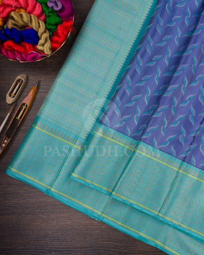 Violet Blue And Mild Turquoise Kanjivaram Silk Saree - D604(A)