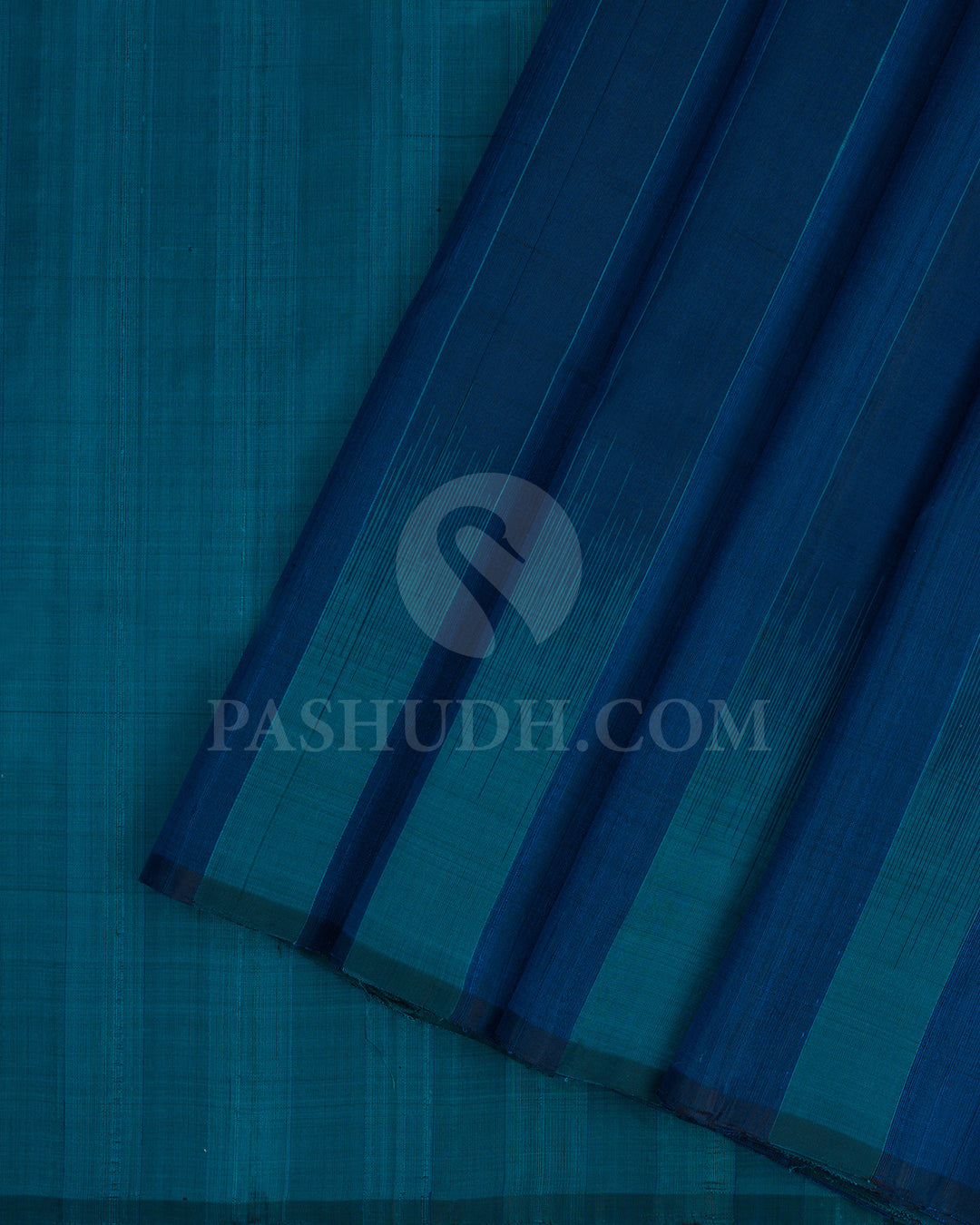 Peacock Blue and Anandha Blue Dupion Soft Silk Saree - AC42
