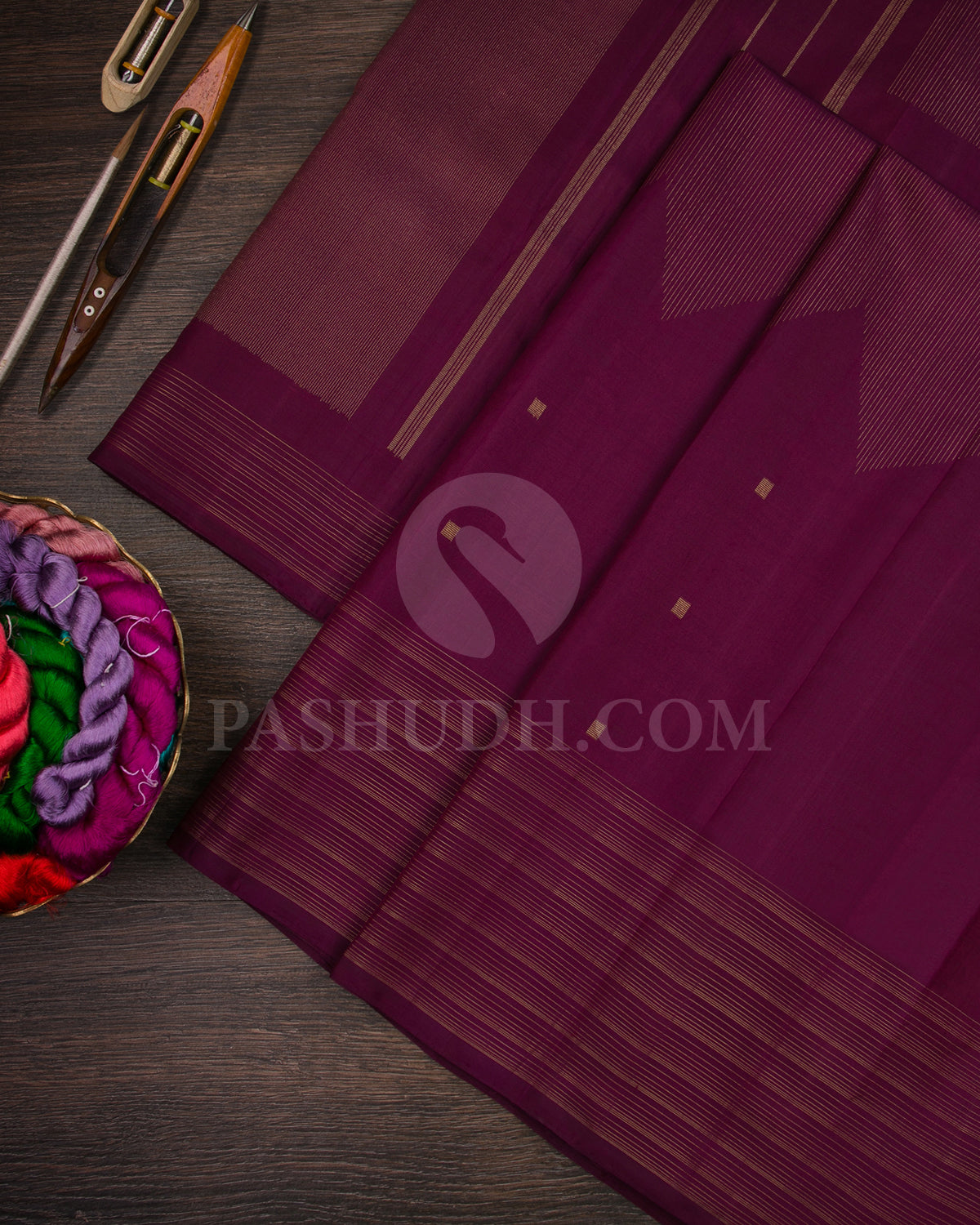 Wine Pure Zari Kanjivaram Silk Saree - P169(A)