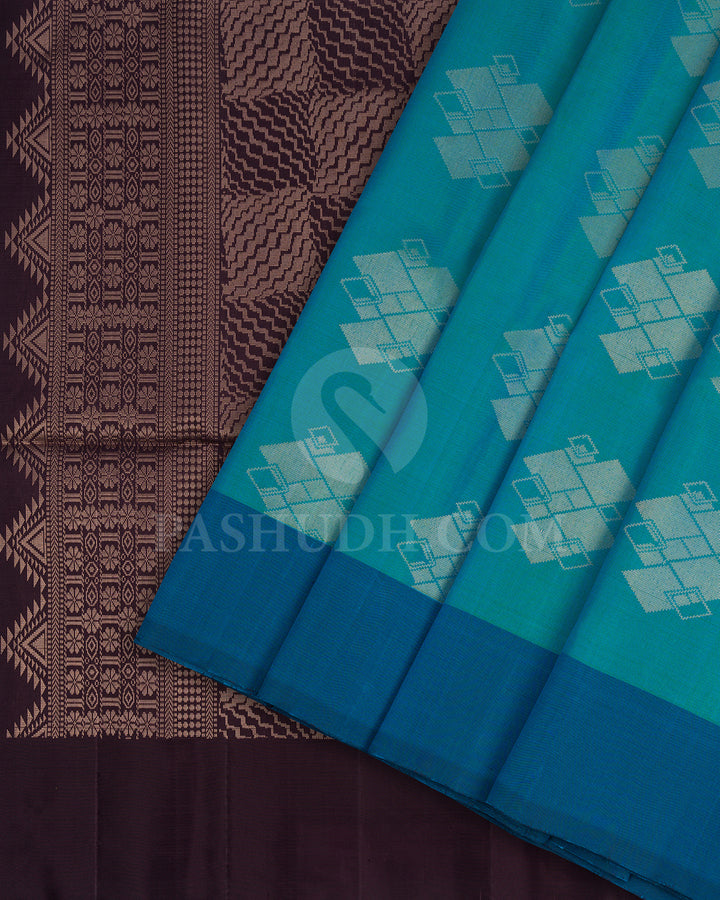 Dual Tone Brown and Taupe Dupion Soft SIlk Saree - AC30