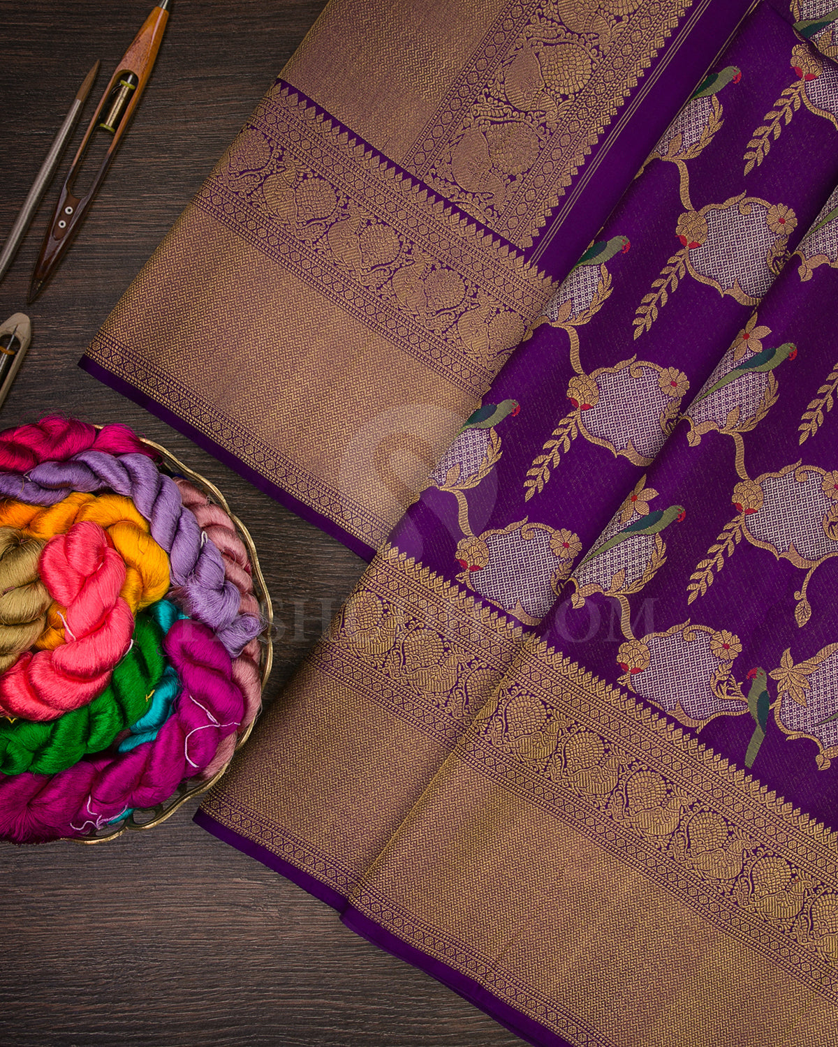 Violet Pure Zari Kanjivaram Silk Saree - P164(A)