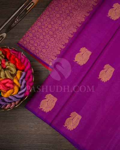 Violet Borderless Traditional Kanjivaram Silk Saree - SVJ41