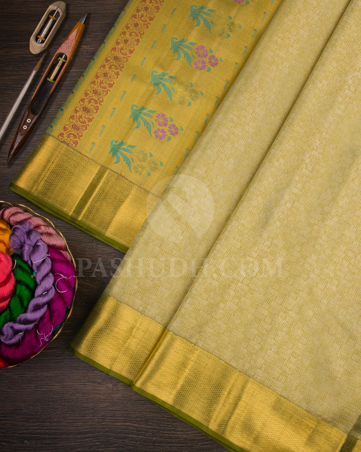 Light Green Tissue Kanjivaram Silk Saree - S1377(A)