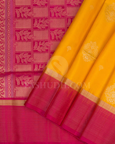 Turmeric Yellow and Rani Pink Soft Silk Saree - AC55