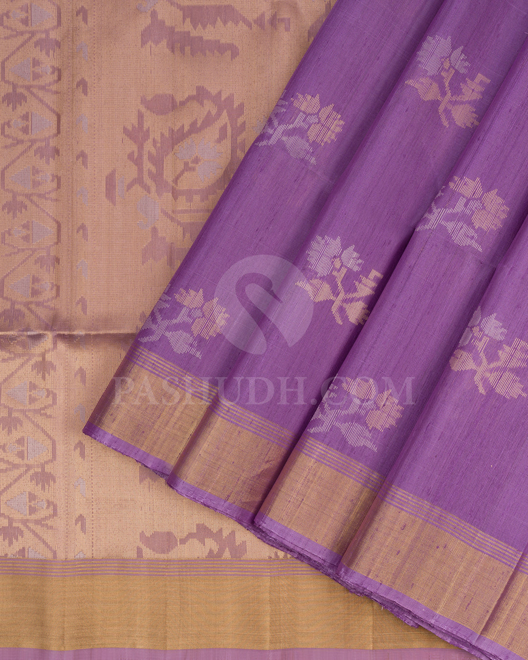 Lavender and Mauve Dupion Soft Silk Saree - AC51