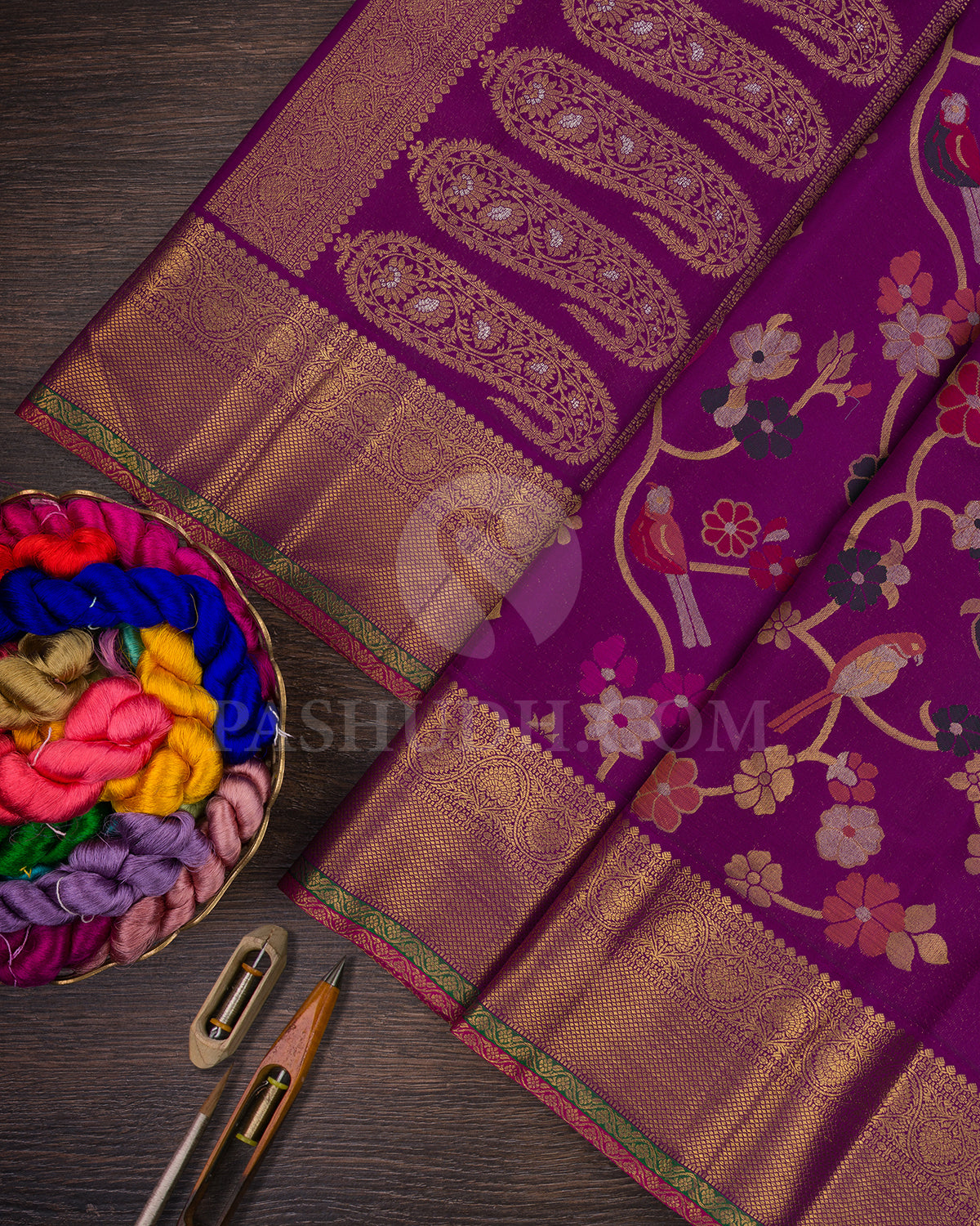 Purple Pure Zari Kanjivaram Silk Saree - P162(A)