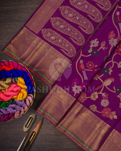 Purple Pure Zari Kanjivaram Silk Saree - P162(A)