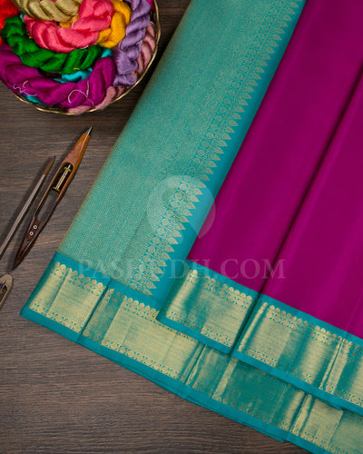 Violet and Anandha Blue Traditional Kanjivaram Silk Saree - SVJ70