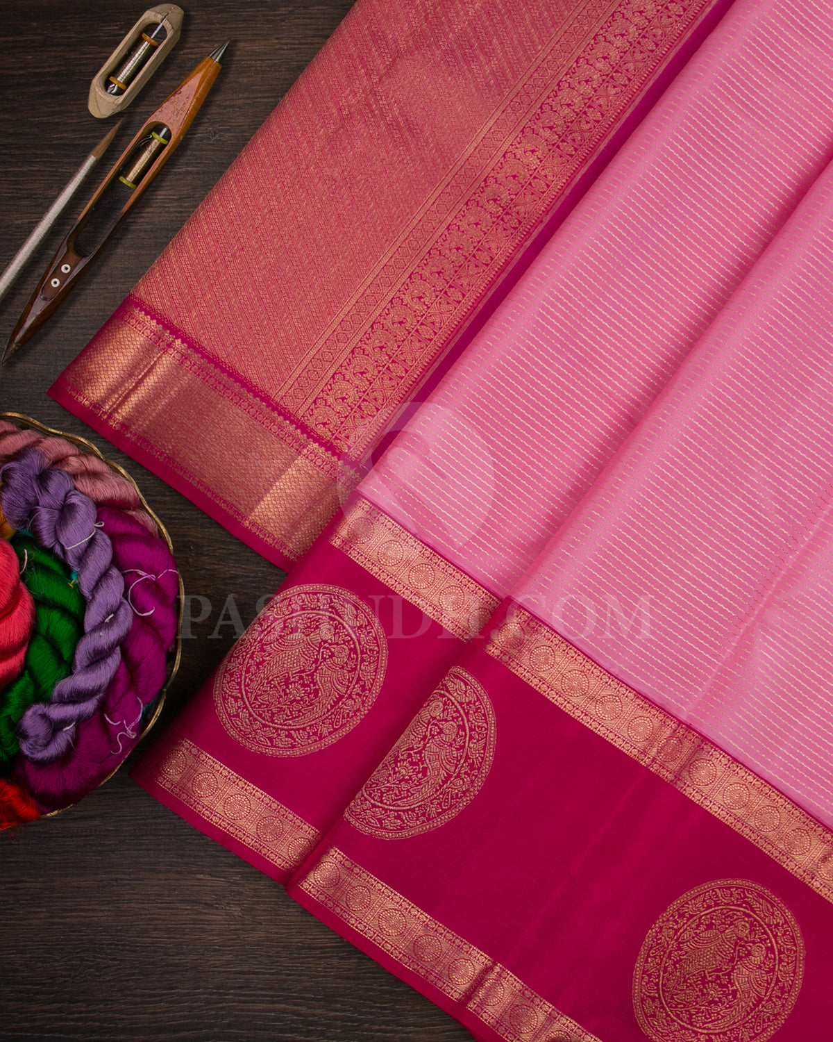 Baby Pink And Rani Pink Kanjivaram Silk Saree - S1392(A)