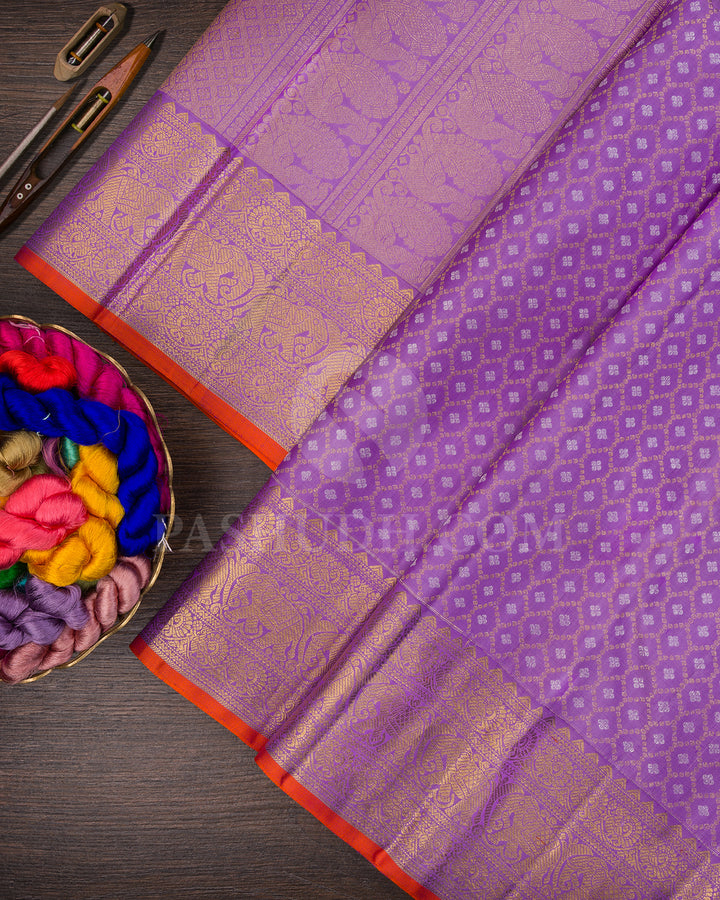 Lavender Kanjivaram Silk Saree - BKB1