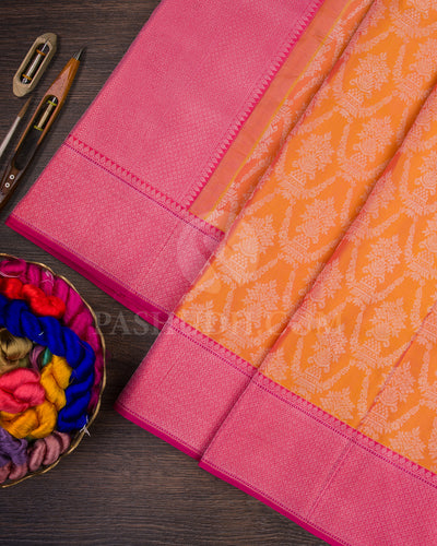 Mango Yellow Shot Pink And Watermelon Pink Kanjivaram Silk Saree - DT301(A)