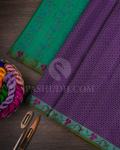 Purple and Green Kanjivaram Silk Saree - DJ340(B)