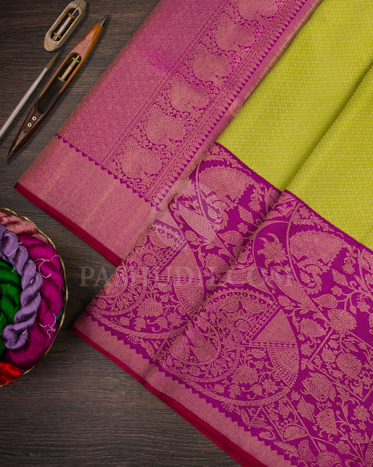 Light Green And Violet  Kanjivaram Silk Saree - S1369(A)