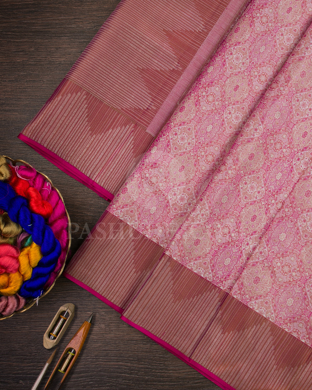 Rani Pink And Mocha Brown Kanjivaram Silk Saree - D601(A)