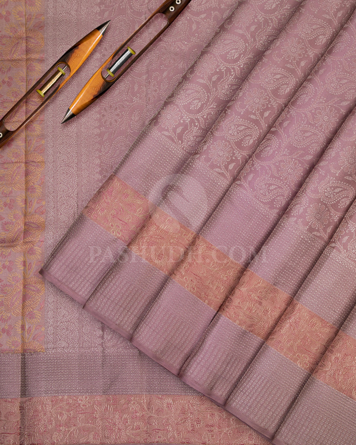 Pastel Mauve Kanjivaram Silk Saree - DT186 - View 2