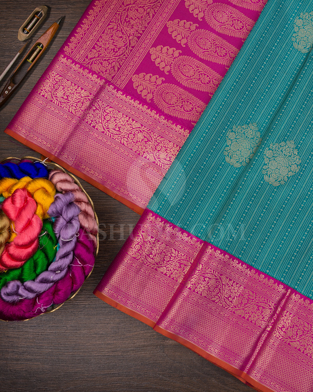 Anandha Blue And Rani Pink Kanjivaram Silk Saree - S1159(B)