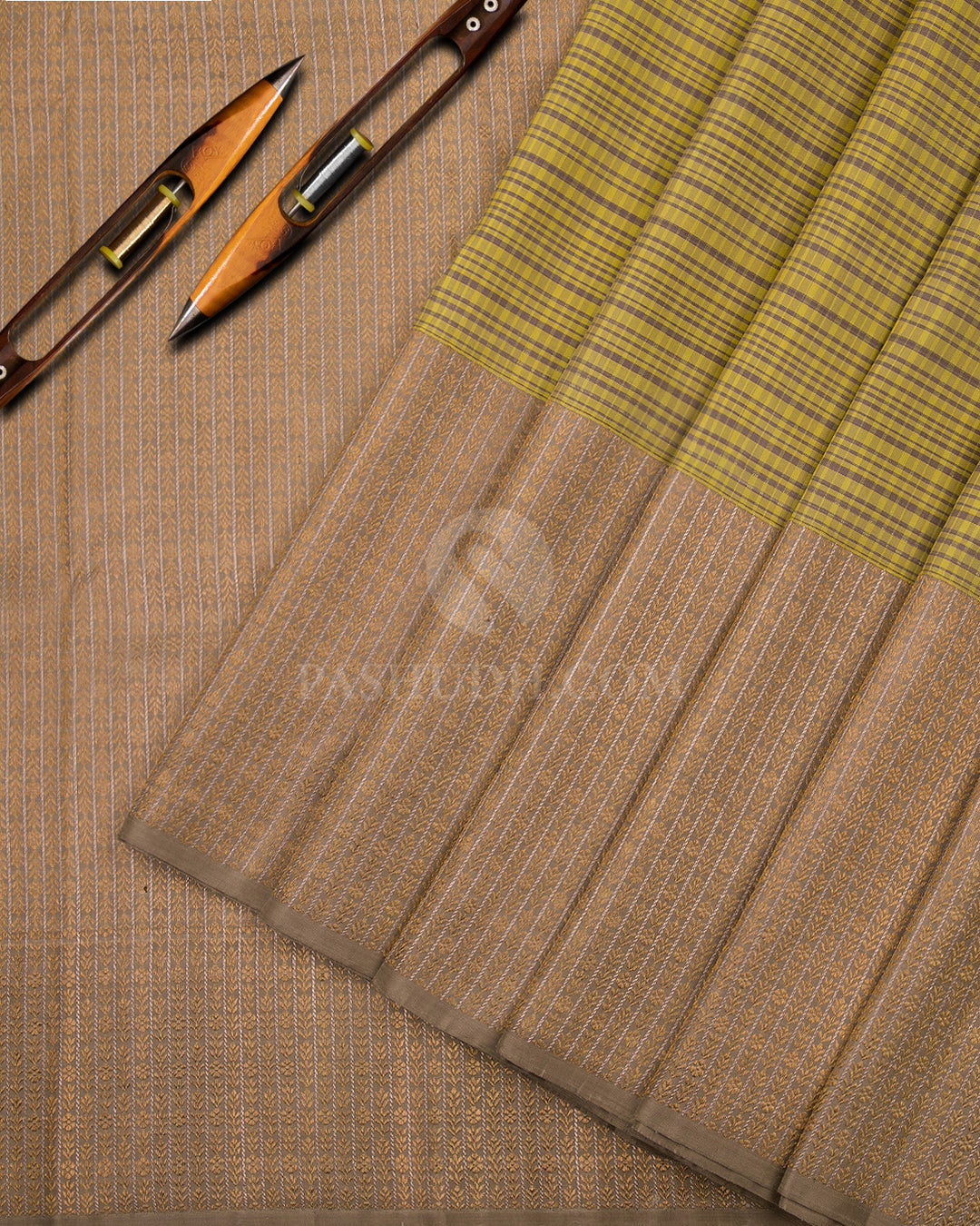 Yellow and Ash Grey Kanjivaram Silk Saree - S749 - View 3
