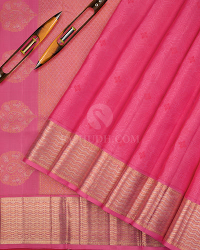 Roseberry Pink Kanjivaram Silk Saree - DJ219 - View 1