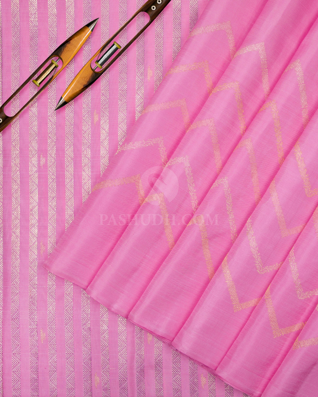 Baby Pink Pure Zari Kanjivaram Silk Saree - S725