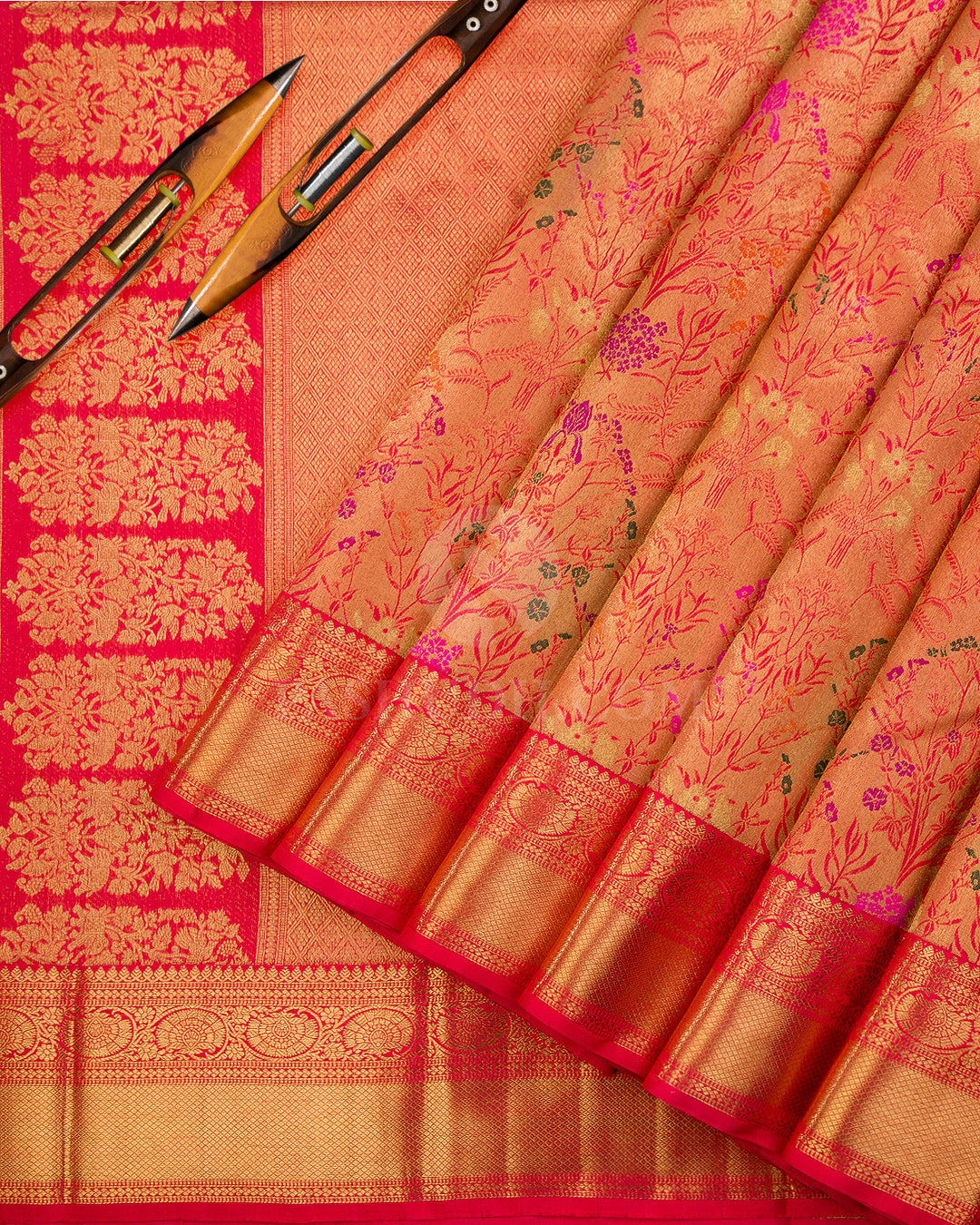 Red Pure Zari Kanjivaram Silk Saree - P123