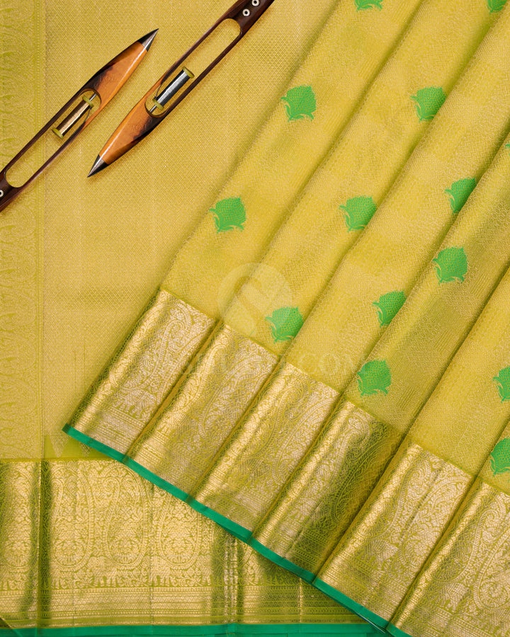 Light Yellow Kanjivaram Silk Saree - DJ249