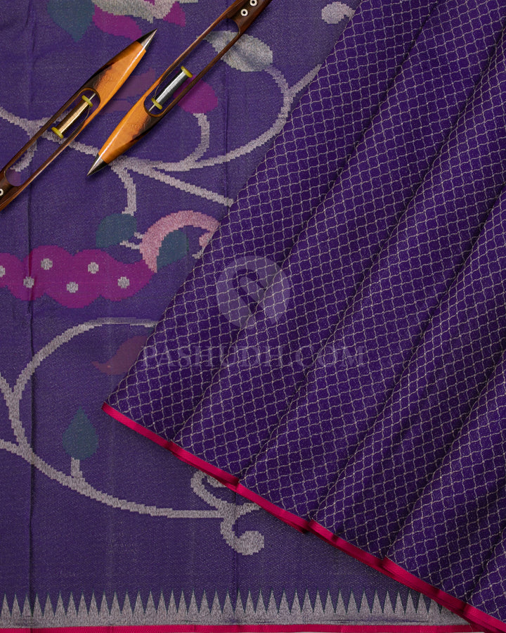 Royal Purple & Red Kanjivaram Silk Saree - DJ288(A) - View 1
