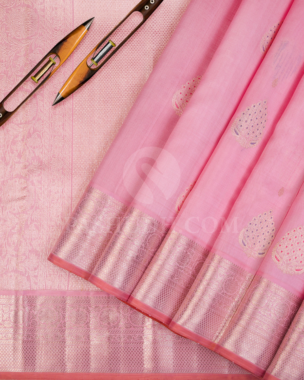 Baby Pink Kanjivaram Silk Saree - S1180(A) - View 2